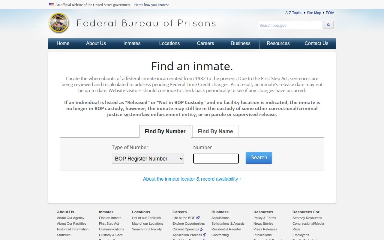Sibley County released inmate federal BOP locator search